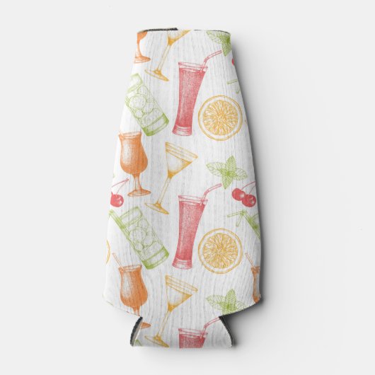 Sketched Cocktail Pattern Flesjeskoeler (Voorkant)