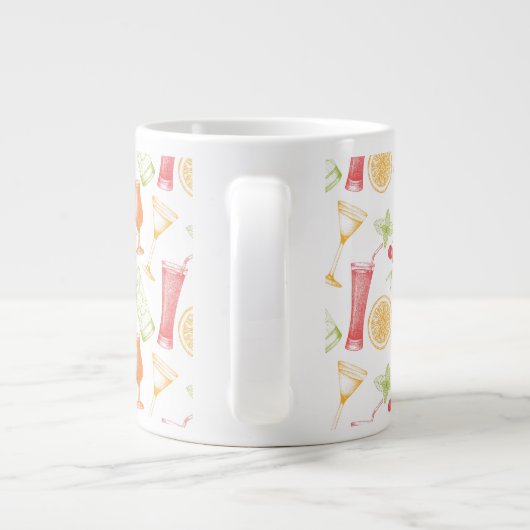 Sketched Cocktail Pattern Grote Koffiekop (Achterkant)