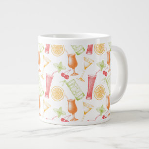 Sketched Cocktail Pattern Grote Koffiekop