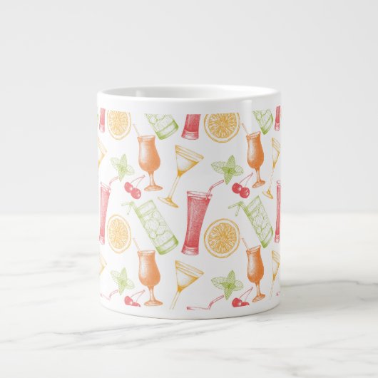 Sketched Cocktail Pattern Grote Koffiekop (Voorkant)