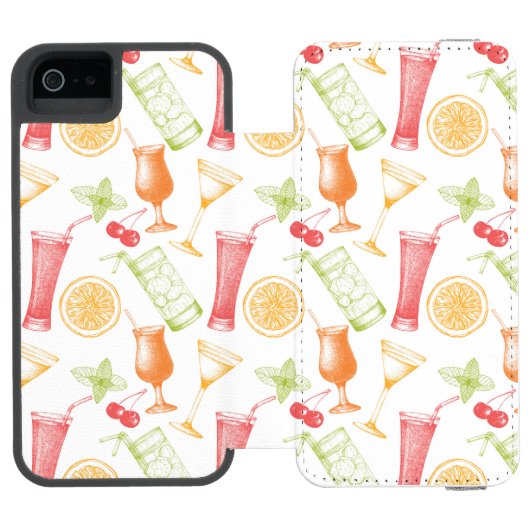 Sketched Cocktail Pattern Incipio iPhone Portemonnee Hoesje (Agenda Open)