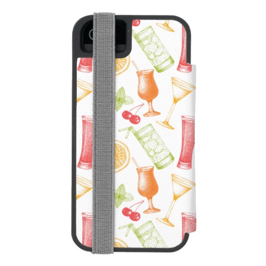 Sketched Cocktail Pattern Incipio iPhone Portemonnee Hoesje (Agenda Achterkant)