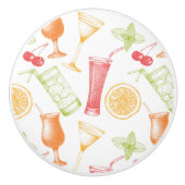 Sketched Cocktail Pattern Keramische Knop (Voorkant)