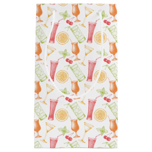 Sketched Cocktail Pattern Klein Cadeauzakje (Voorkant)