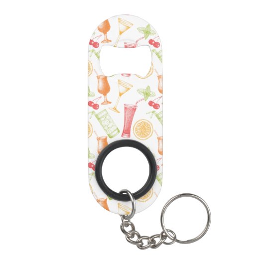 Sketched Cocktail Pattern Mini Flessenopener (Achterkant)