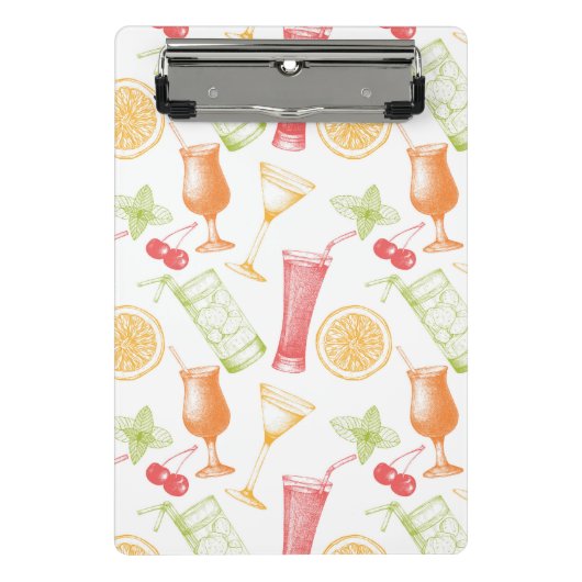 Sketched Cocktail Pattern Mini Klembord (Voorkant)