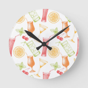 Sketched Cocktail Pattern Ronde Klok