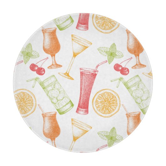Sketched Cocktail Pattern Snijplank (Voorkant)