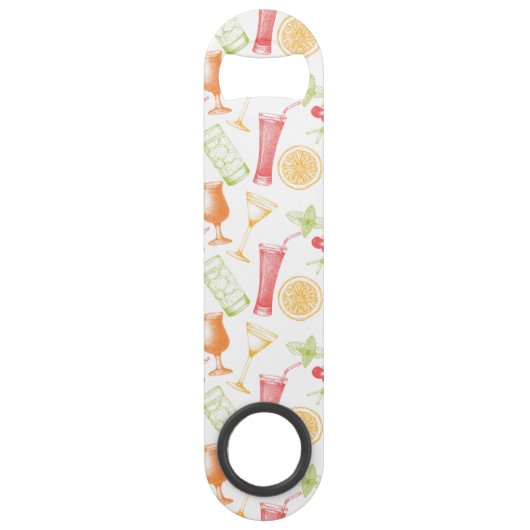 Sketched Cocktail Pattern Speed Flessenopener (Voorkant)