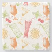 Sketched Cocktail Pattern Stenen Onderzetter (Voorkant)
