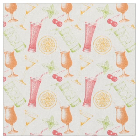 Sketched Cocktail Pattern Stof (Close Up)