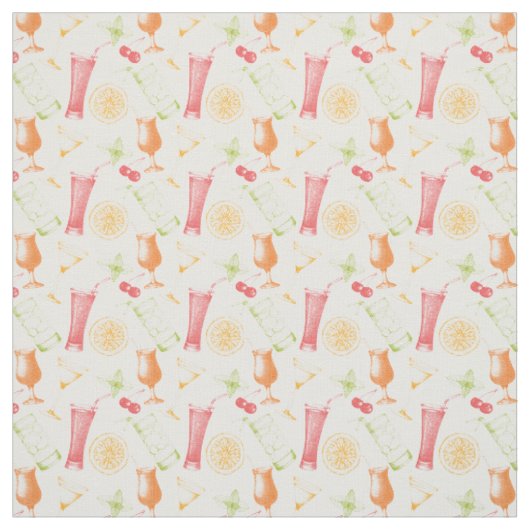 Sketched Cocktail Pattern Stof (Swatch)