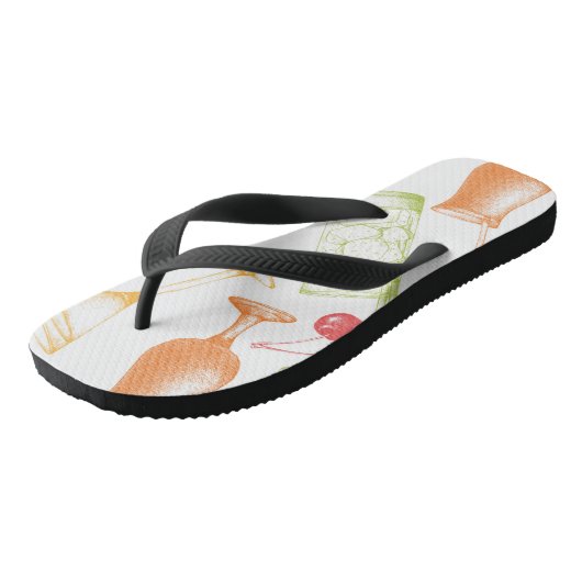 Sketched Cocktail Pattern Teenslippers (Schuin)