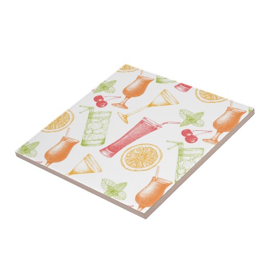 Sketched Cocktail Pattern Tegeltje (Zijkant)