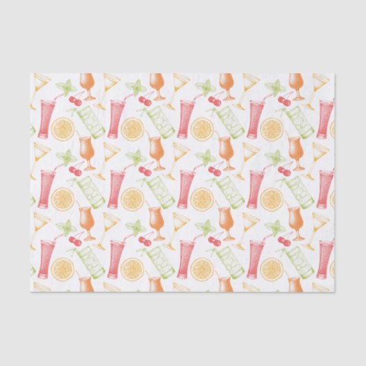 Sketched Cocktail Pattern Tissuepapier (Voorkant)