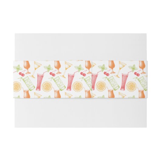 Sketched Cocktail Pattern Uitnodigingen Wikkel (Achterkant Voorbeeld)