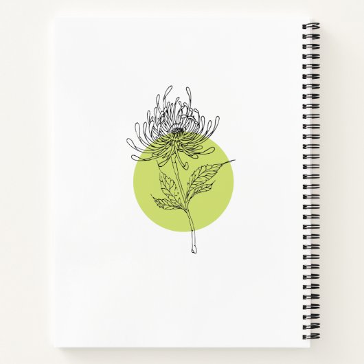 Sketched Dahlia Botanical Simple Elegant Notitieboek (Achterkant)