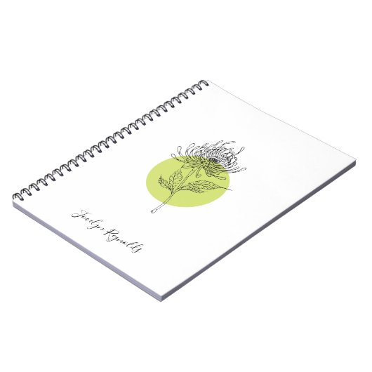 Sketched Dahlia Botanical Simple Elegant Notitieboek (Linkerzijde)