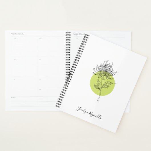 Sketched Dahlia Botanical Simple Elegant Planner (Display)