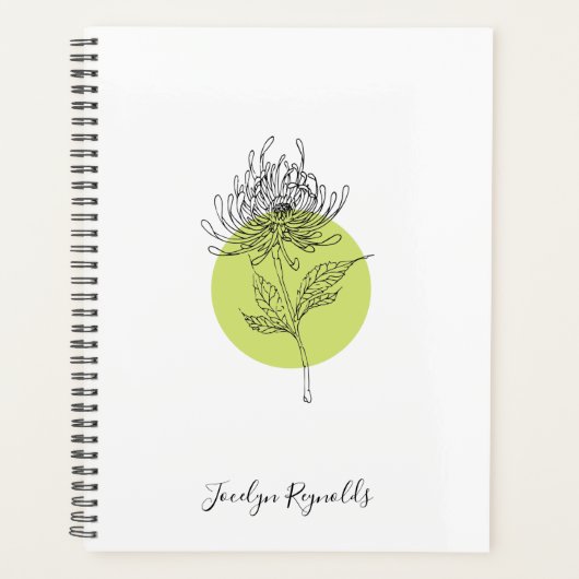Sketched Dahlia Botanical Simple Elegant Planner (Voorkant)