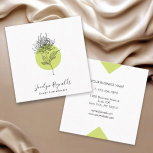 Sketched Dahlia Botanical Simple Elegant Vierkante Visitekaartje