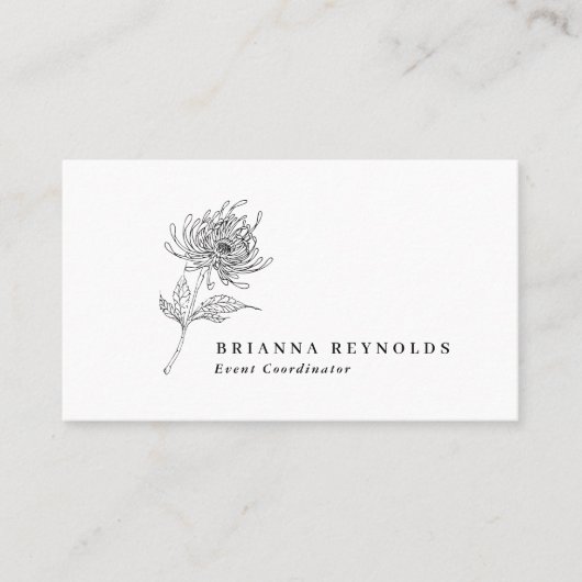 Sketched Dahlia Botanical Simple Elegant Visitekaartje (Voorkant)