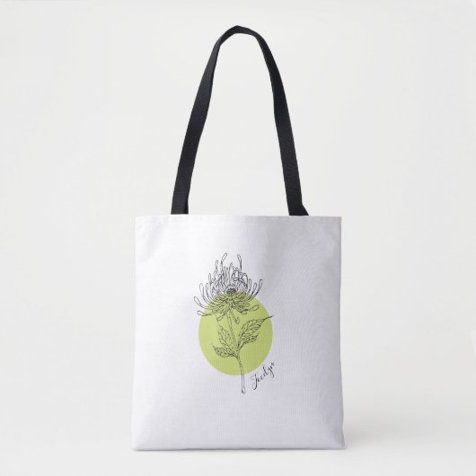 Sketched Dahlia - Eenvoudig minimumaantal met naam Tote Bag (Voorkant)
