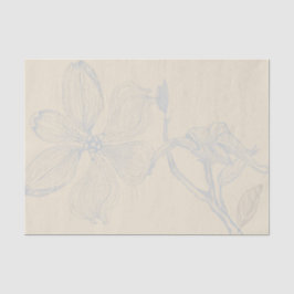 Sketched Dogwood Branch Lg Scale on Parchment Tissuepapier