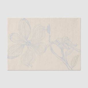 Sketched Dogwood Branch Lg Scale on Parchment Tissuepapier