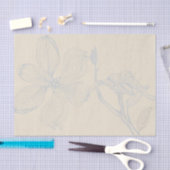 Sketched Dogwood Branch Lg Scale on Parchment Tissuepapier (Craft)