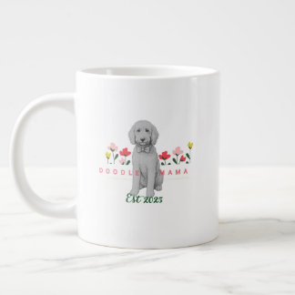 Sketched Doodle Mug with Flowers - Customizable Grote Koffiekop
