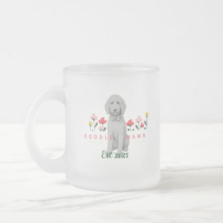 Sketched Doodle Mug with Flowers - Customizable Matglas Koffiemok