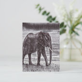 Sketched elephant briefkaart (Staand voorkant)