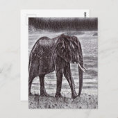 Sketched elephant briefkaart (Voorkant / Achterkant)