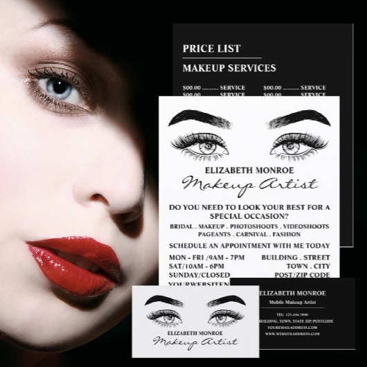Sketched Eyes, Makeup Artist Adverteren Flyer