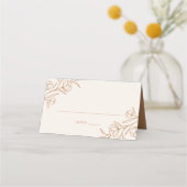 Sketched Floral Almond en Copper Wedding Plaatskaartje (Voorkant)