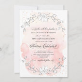 Sketched Floral Blush Pink Waterverf Wedding Kaart (Voorkant)