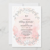 Sketched Floral Blush Pink Waterverf Wedding Kaart (Voorkant)