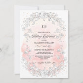 Sketched Floral Blush Pink Waterverf Wedding Kaart (Voorkant)