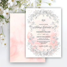 Sketched Floral Blush Pink Waterverf Wedding