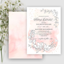 Sketched Floral Blush Pink Waterverf Wedding