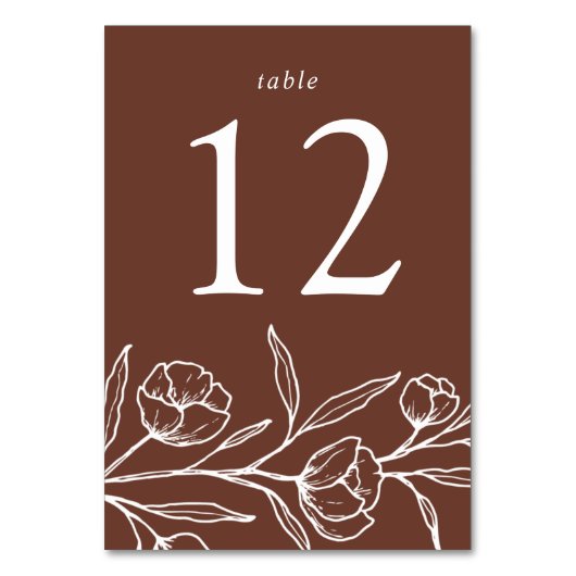 Sketched Floral Brown Wedding Kaart (Achterkant)