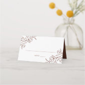 Sketched Floral Brown Wedding Plaatskaartje (Voorkant)
