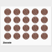 Sketched Floral Brown Wedding Ronde Sticker (Vel)