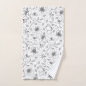 Sketched Floral contour Pattern Grey/Blk ID939 Bad Handdoek (Handdoek)