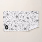 Sketched Floral contour Pattern Grey/Blk ID939 Bad Handdoek (Handdoek)