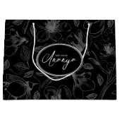 Sketched Floral contour Pattern Grey/Blk ID939 Groot Cadeauzakje (Voorkant)