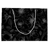 Sketched Floral contour Pattern Grey/Blk ID939 Groot Cadeauzakje (Achterkant)