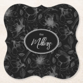 Sketched Floral contour Pattern Grey/Blk ID939 Kartonnen Onderzetters (Voorkant)