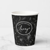 Sketched Floral contour Pattern Grey/Blk ID939 Papieren Bekers (Voorkant)